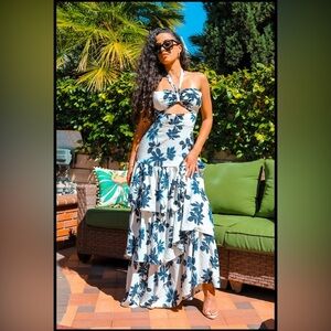 Floral Halter Maxi Dress